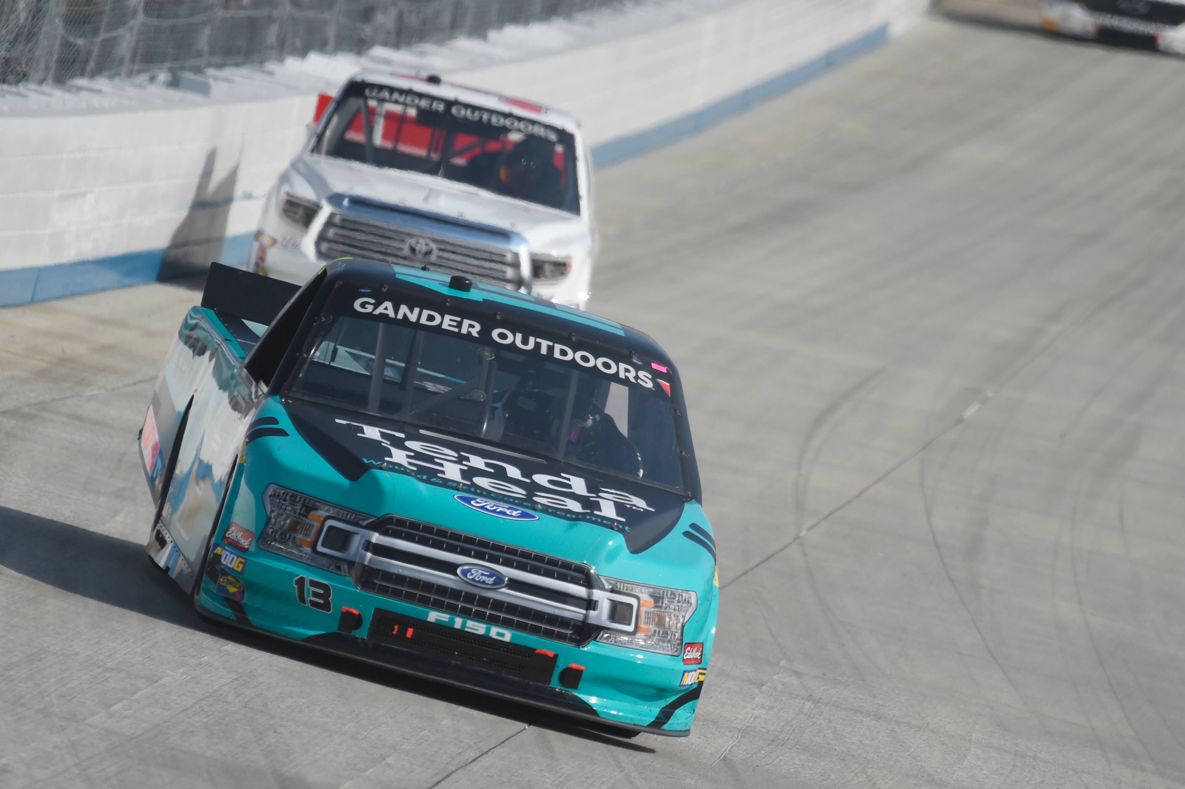 ThorSport Racing's Johnny Sauter (second) led a group of five top-10 F-150s in NASCAR Truck action. ThorSport Racing's Johnny Sauter (second) led a group of five top-10 F-150s in NASCAR Truck action.